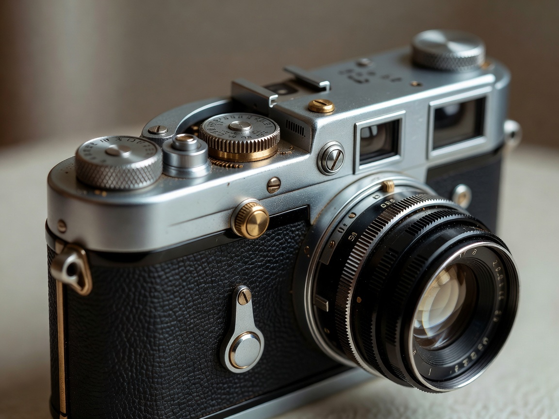 Vintage Rangefinder Mechanical Camera Detail